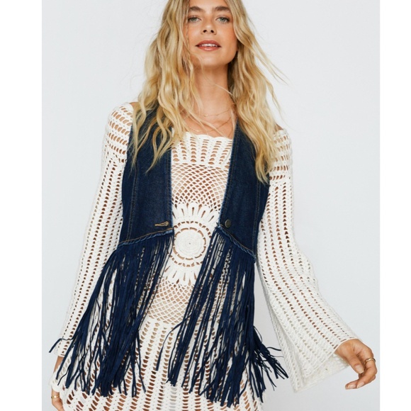 Nasty Gal Jackets & Blazers - Nasty Gal- Denim Vest with Fringe
